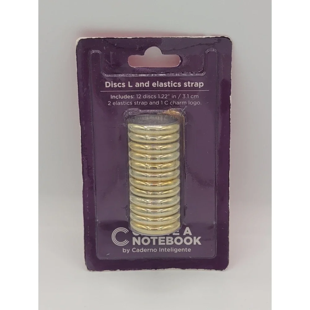 Create A Notebook 12 Gold Discs L 1.22 Inch & 2 Elastic Straps DIY Planner Set